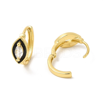 Enamel Horse Eye Hoop Earrings with Clear Cubic Zirconia EJEW-E270-05G-1