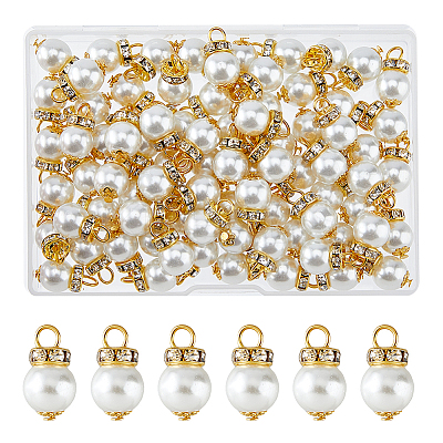 80Pcs Glass Pearl Pendants PALLOY-FH00016-1