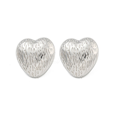 Non-Tarnish Heart 304 Stainless Steel Ear Studs EJEW-L290-029P-1