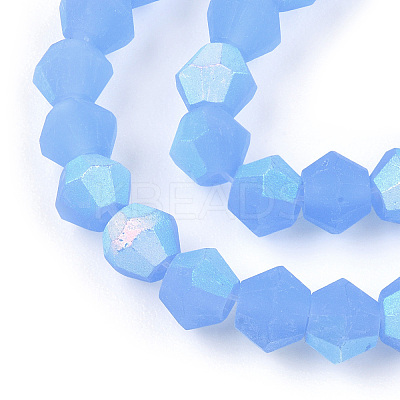 Imitation Jade Bicone Frosted Glass Bead Strands EGLA-A039-J4mm-MB04-1