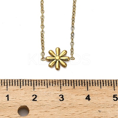 304 Stainless Steel Daisy Flower Link Chain Necklaces for Women LS-NJEW-Q028-10G-1