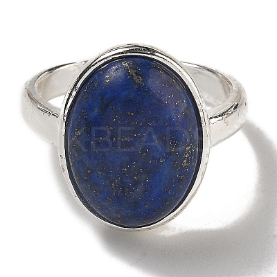Natural Lapis Lazuli Oval Adjustable Rings RJEW-K371-07S-15-1
