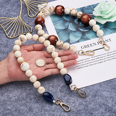 2Pcs 2 Style Wheat & Old Lace Acrylic Beads Bag Strap FIND-GN0001-04-1