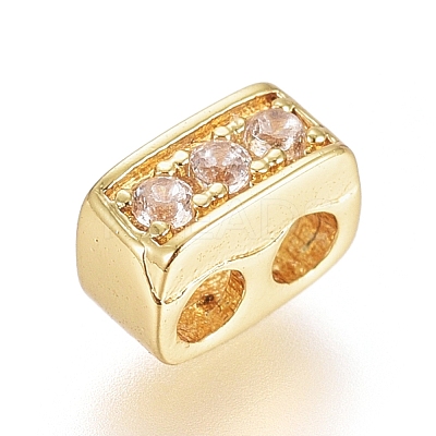 Brass Micro Pave Cubic Zirconia Slide Charms ZIRC-G166-33-1