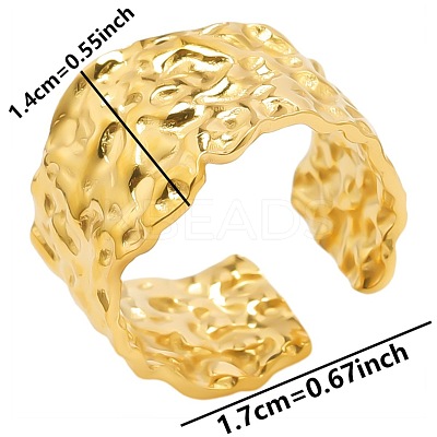 Textured 304 Stainless Steel Open Cuff Ring for Unisex MC1098-2-1