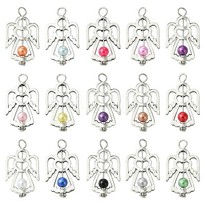 60Pcs 15 Colors Acrylic Pendants PALLOY-CJ00097-1