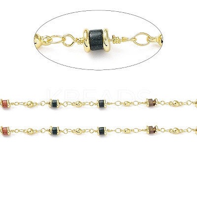 Natural Indian Agate Column Link Chains CHC-K014-07G-01-1