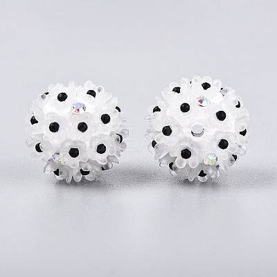 Handmade Polymer Clay Rhinestone with Resin Daisy Flower CLAY-T022-02B-1