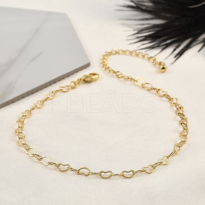 Brass Heart Link Bracelets for Women BJEW-G735-07G-01-1