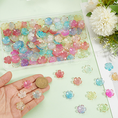 180Pcs 6 Colors Acrylic Bead Caps OACR-PA0001-15-1