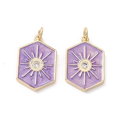 Brass Micro Pave Clear Cubic Zirconia Pendants ZIRC-Z019-44C-NR-1