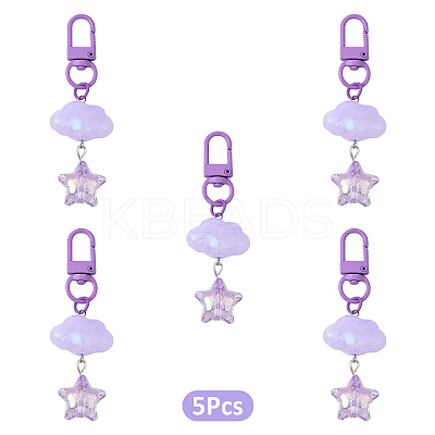 Cloud with Star Acrylic Pendant Decoraions HJEW-YW00184-03-1