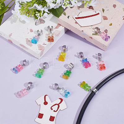 12Pcs Bear Resin Stethoscope Pendant Decorations HJEW-OC00160-1