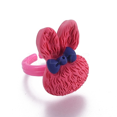 Bunny Resin Rings RJEW-JR00245-M-1