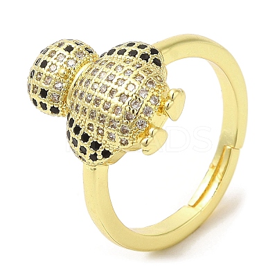 Penguin Cubic Zirconia Adjustable Rings RJEW-K247-01G-1