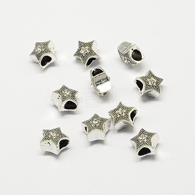 Alloy Rhinestone Star Large Hole European Beads MPDL-R036-31F-1
