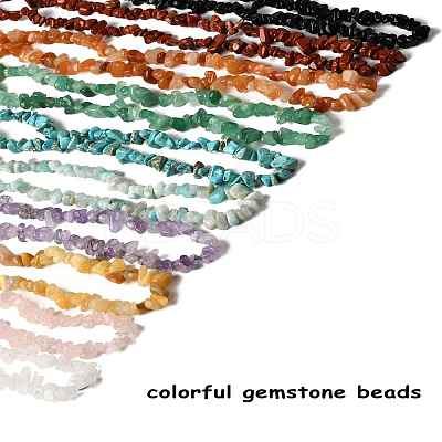 10 Strands 10 Styles Natural & Synthetic Mixed Gemstone Chip Beads Strands G-FS0005-89-1