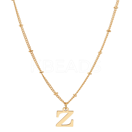 1Pc Brass Chain & 304 Stainless Steel Letter Pendant Necklaces NJEW-LP0001-35Z-G-1
