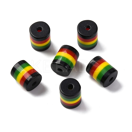 Ghana Jamaica Reggae Stripe Resin Beads RESI-G104-01C-1