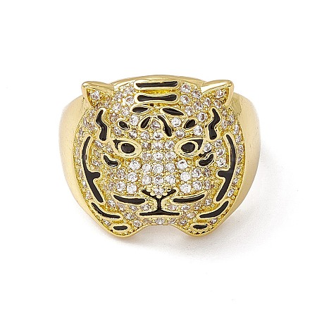 Clear Cubic Zirconia Tiger Open Cuff Ring RJEW-M144-12G-1