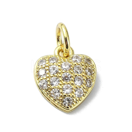 Heart Theme Brass Micro Pave Cubic Zirconia Charms KK-H475-56G-05-1