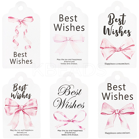 120Pcs 6 Styles Thanksgiving Day Word Best Wishes Bowknot Printed Paper Thank You Gift Tags AJEW-SP0003-63A-1