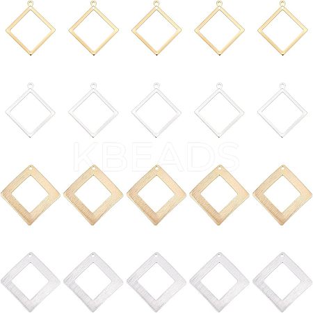 40Pcs 4 Style  Rack Plating Eco-friendly Brass Pendants KK-FH0004-06-1