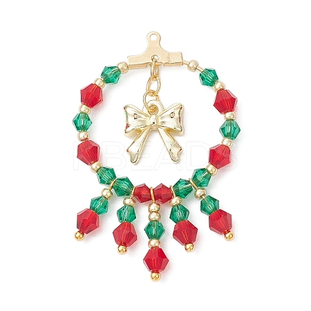 Christmas Themed Handmade Glass Beads Pendants PALLOY-MZ00795-01-1