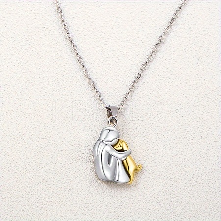 Girl & Dog Zinc Alloy Pendant Necklaces for Women FS-WGDD4A4-03-1