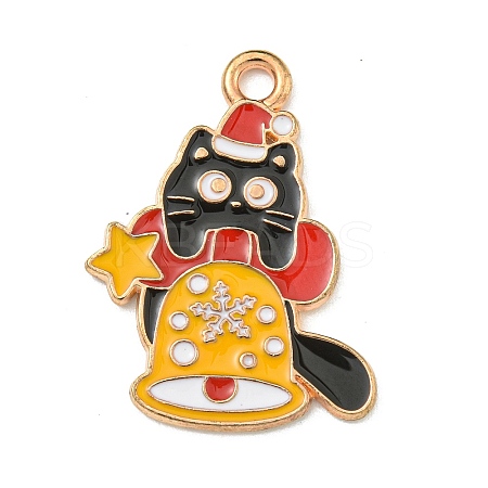 Christmas Kitten Alloy Enamel Pendants ENAM-I060-02A-1