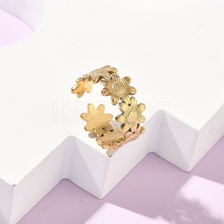 Adjustable 304 Stainless Steel Cuff Open Rings for Women LS-RJEW-Z122-03G-04-1