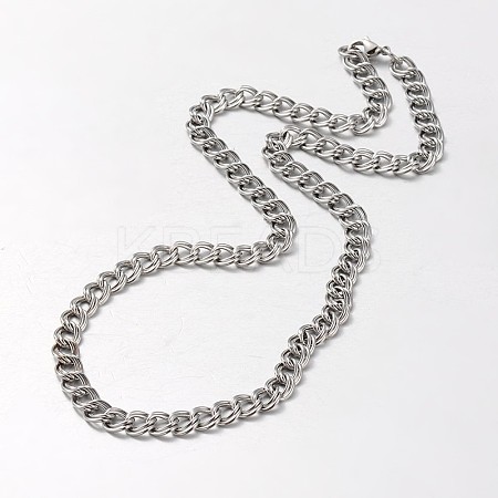Tarnish Resistant 304 Stainless Steel Double Link Chain Necklace STAS-L127-02P-1