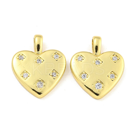 Heart Rack Plating Brass Micro Pave Clear Cubic Zirconia Pendants X-KK-Z053-02G-1