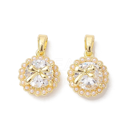 Brass Micro Pave Clear Cubic Zirconia Charms KK-K360-15G-1