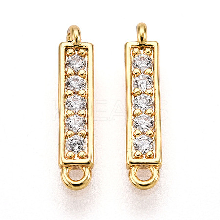 Brass Micro Pave Clear Cubic Zirconia Connector Charms KK-N261-79G-1