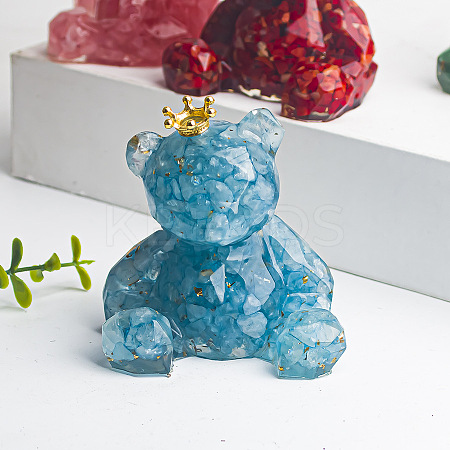 Natural Aquamarine Crown Bear Display Decorations WG56055-01-1