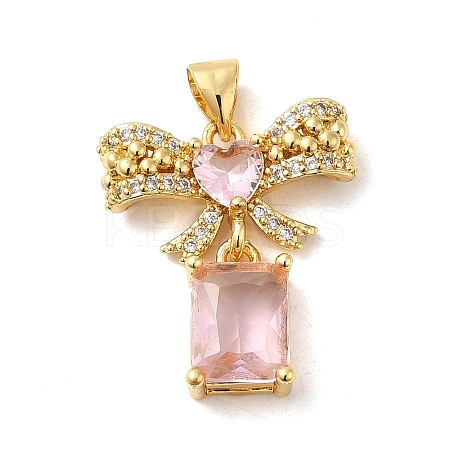 Rack Plating Brass Micro Pave Cubic Zirconia Pendants KK-P241-19G-05-1