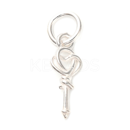 S925 Sterling Silver Heart Key Charms STER-K183-02A-S-1