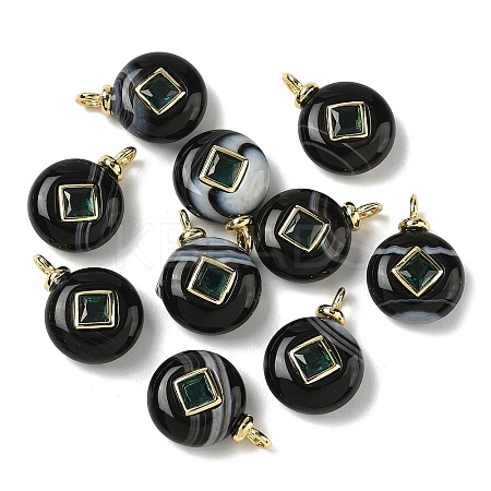 Natural Black Banded Agate Pendants G-H328-08G-D20-1