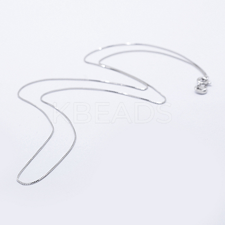 Anti-Tarnish Rhodium Plated 925 Sterling Silver Box Chain Necklaces STER-F039-40cm-03P-1
