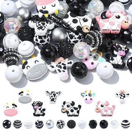 Cow Themed Silicone and  Acrylic and Resin Beads Sets DIY-CJ0002-44-1