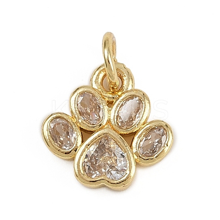Brass Micro Pave Clear Cubic Zirconia Charms KK-D409-09G-1