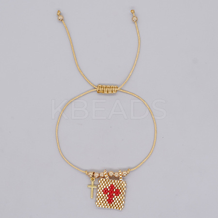 Bohemian Style Glass Seed Bead & 304 Stainless Steel Charm Bracelets BY1855-4-1