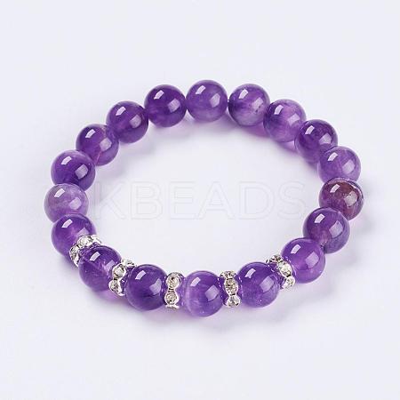Natural Amethyst Stretch Bracelets BJEW-JB03210-05-1