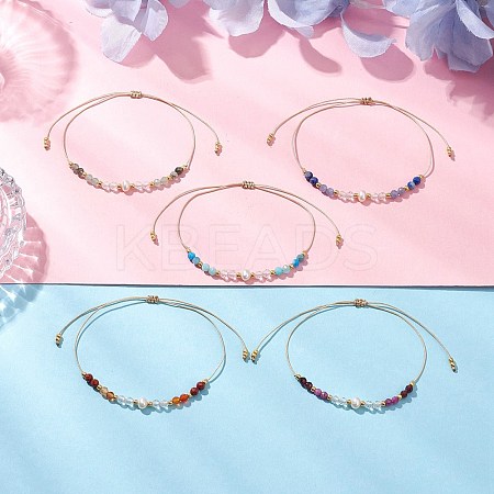 Chakra Theme Adjustable Natural Mixed Gemstone Braided Bead Bracelets for Women BJEW-JB11619-1