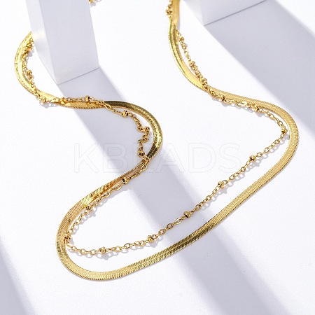 304 Stainless Steel Double Layered Necklaces LS-NJEW-U028-01G-1