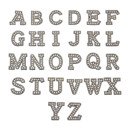 Alphabet Resin Rhinestone Patches DIY-TAC0005-45B-1