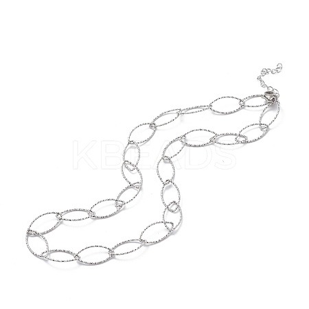 Non-Tarnish 304 Stainless Steel Horse Eye Link Chain Necklace for Men Women LS-STAS-B039-02P-1