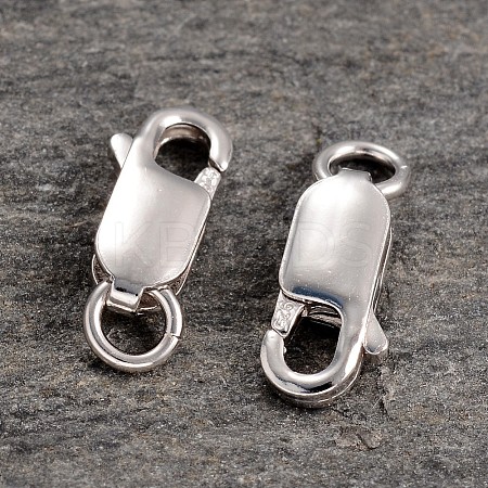 Anti-Tarnish Rhodium Plated 925 Sterling Silver Lobster Claw Clasps STER-K014-H154-12mm-P-1