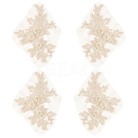 Flower Shape Polyester Embroidery Sew on Flower Appliques LS-DIY-WH20032-60A-1